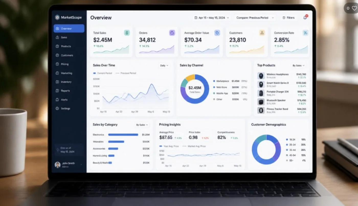 Marketplace Intelligence dashboard with price recommendation and model metrics